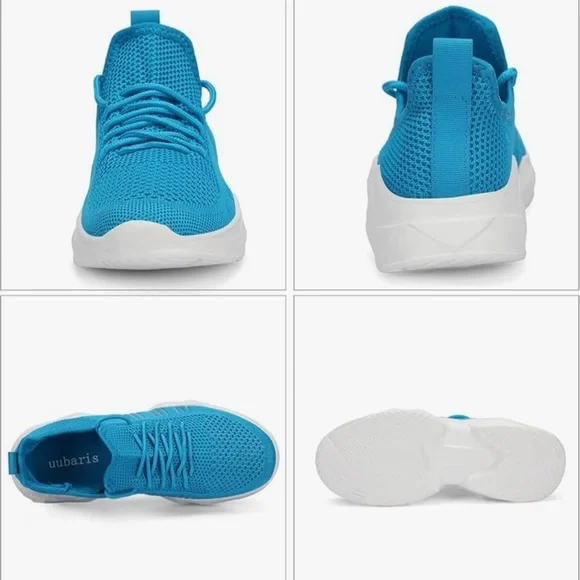 Blue and White Sneakers with Mesh Upper and Lace-Up Design NWOT - Picture 4 of 12